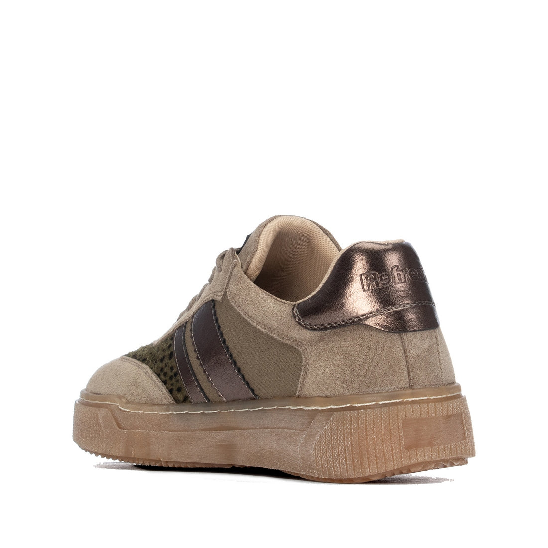 Baskets à lacets empiècement léopard Kaki Refresh