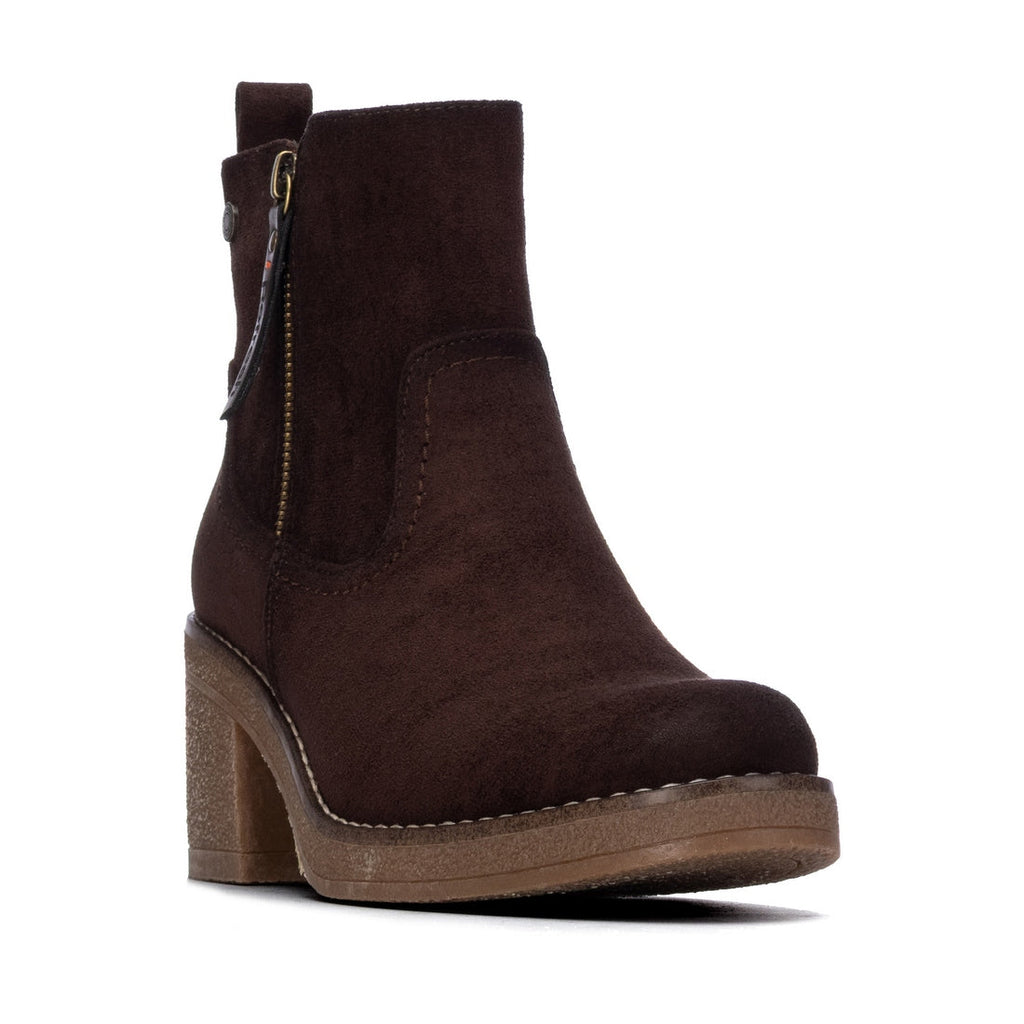 Bottines à talon zippées en suédine Marron Refresh