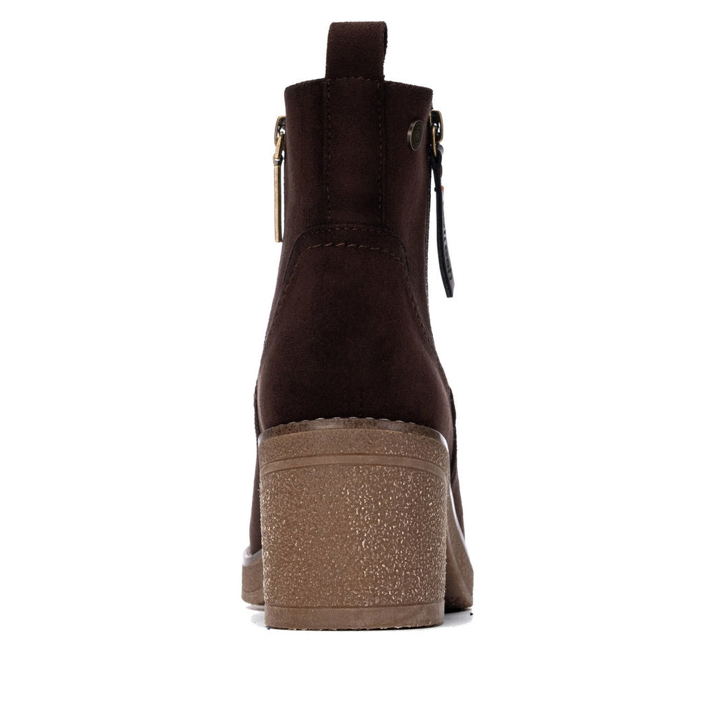 Bottines à talon zippées en suédine Marron Refresh
