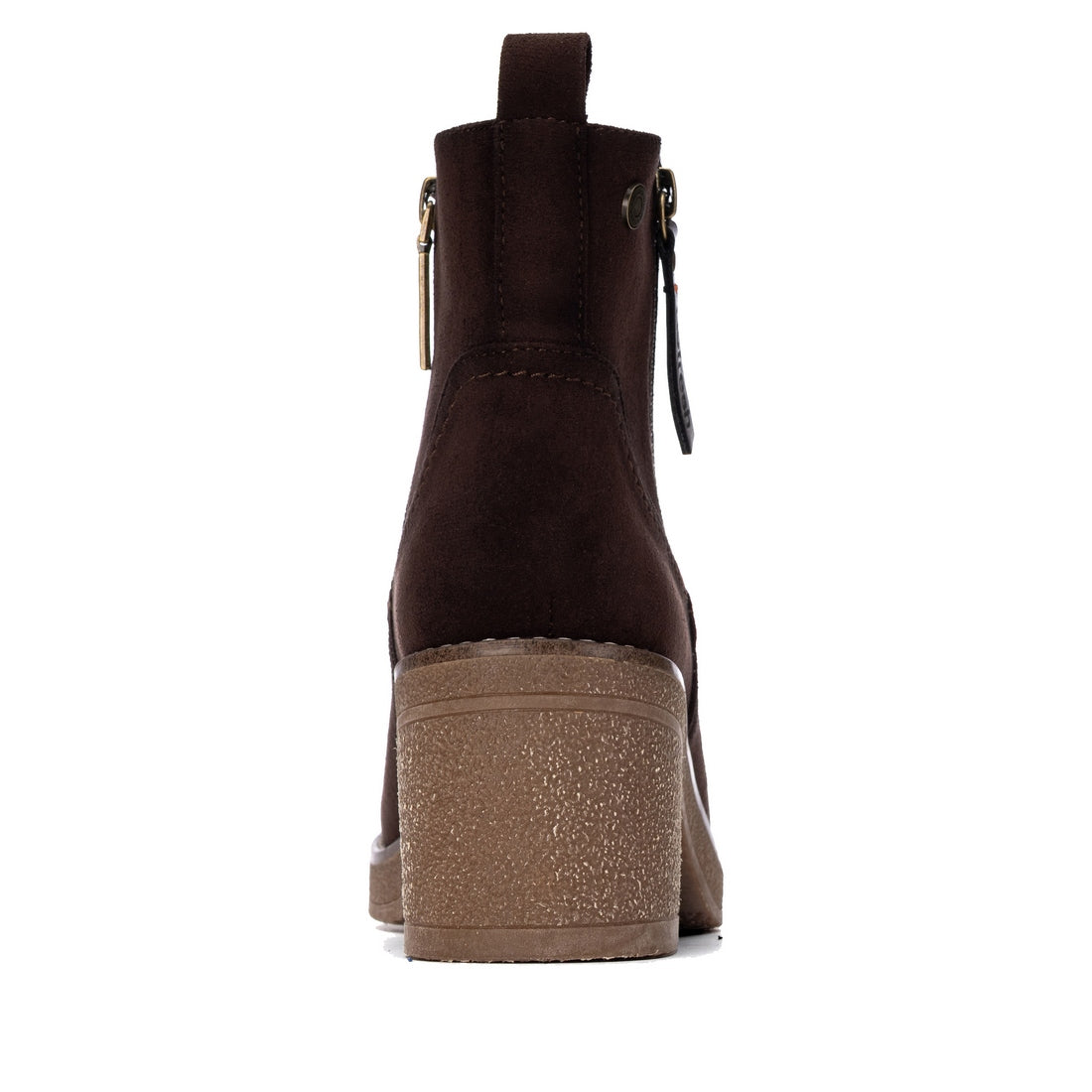 Bottines à talon zippées en suédine Marron Refresh