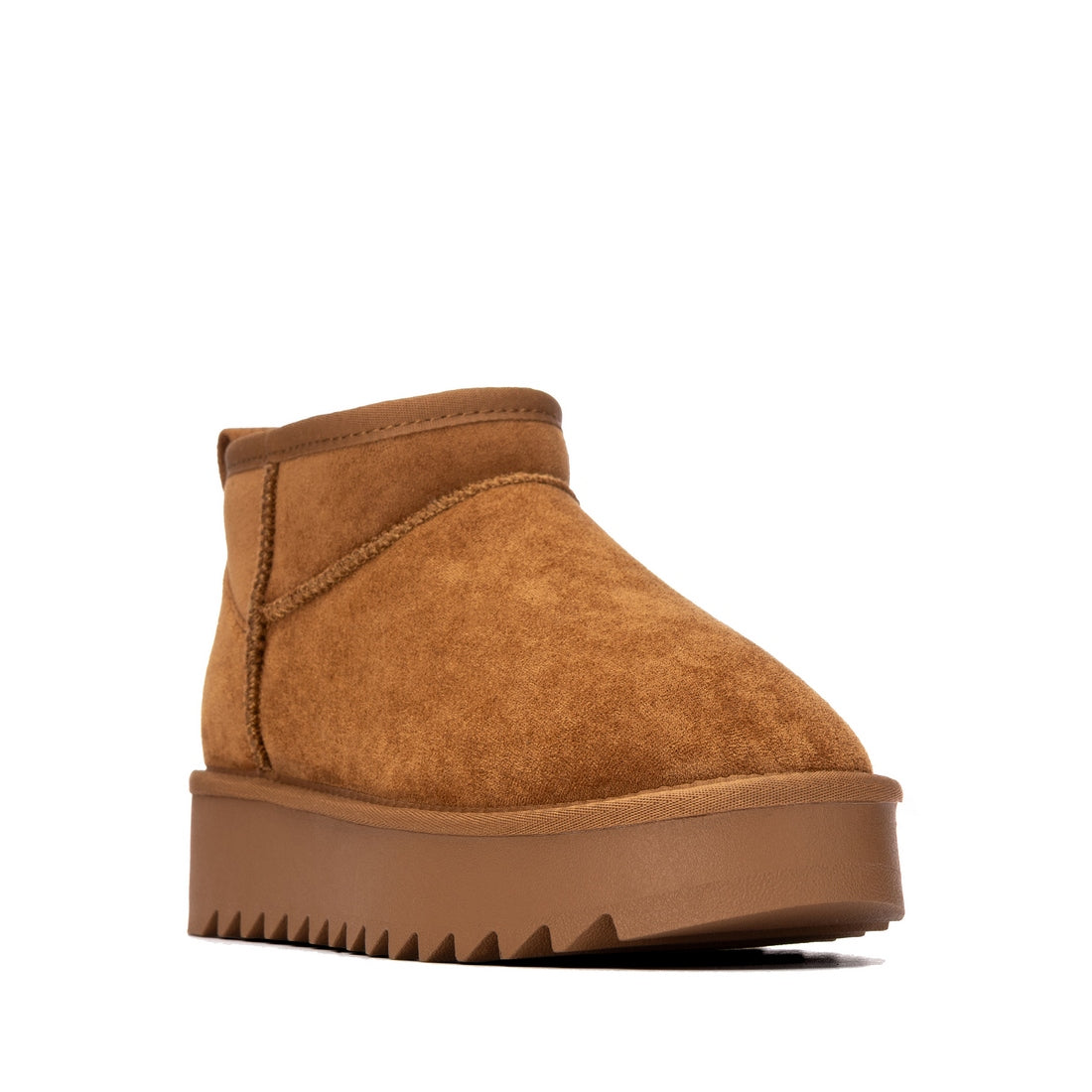 Bottines fourrées plateforme en suédine Camel Refresh