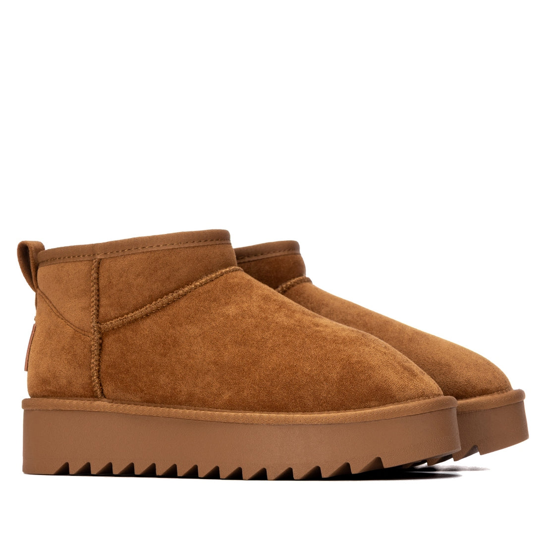 Bottines fourrées plateforme en suédine Camel Refresh