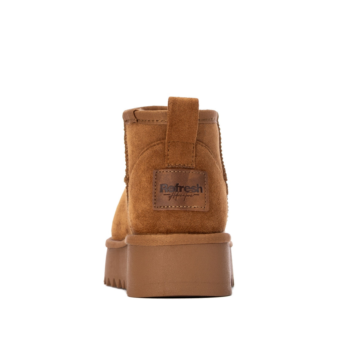 Bottines fourrées plateforme en suédine Camel Refresh