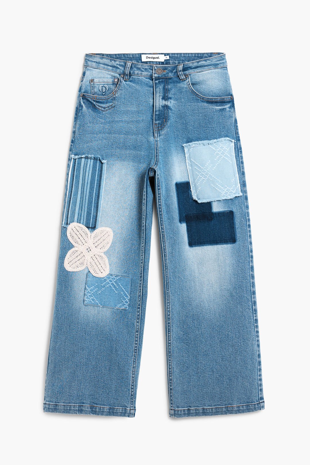 Pantalon en jean patch crochet