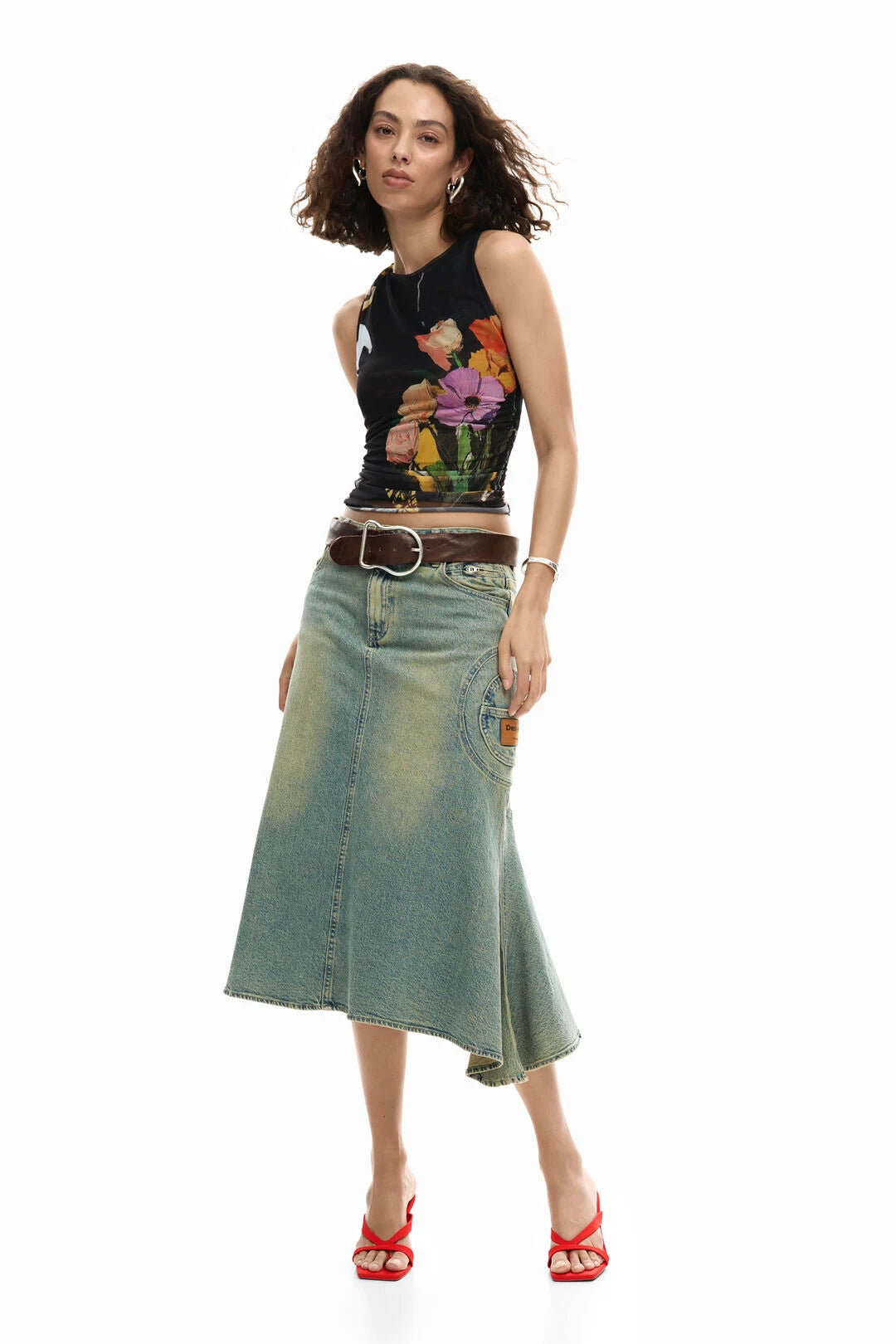 T-shirt en tulle à fleurs