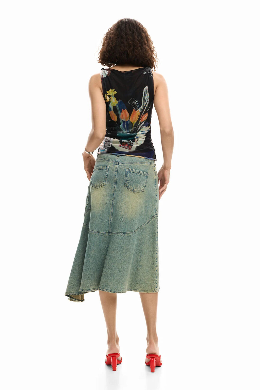 T-shirt en tulle à fleurs