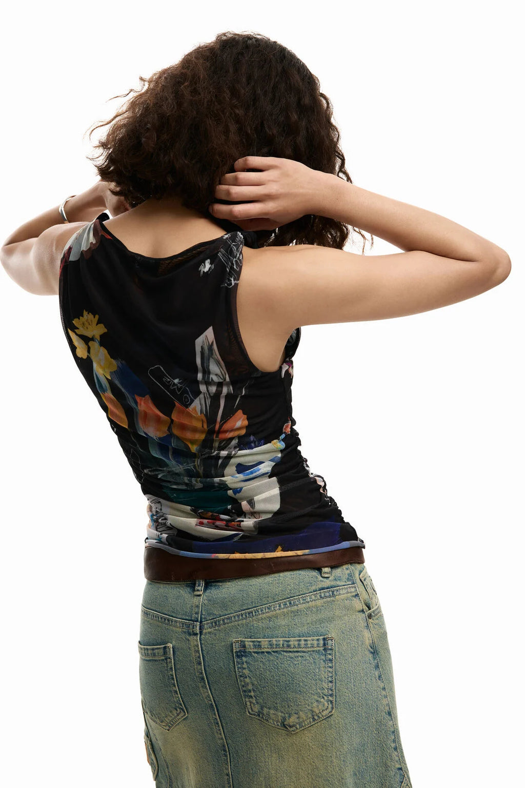 T-shirt en tulle à fleurs