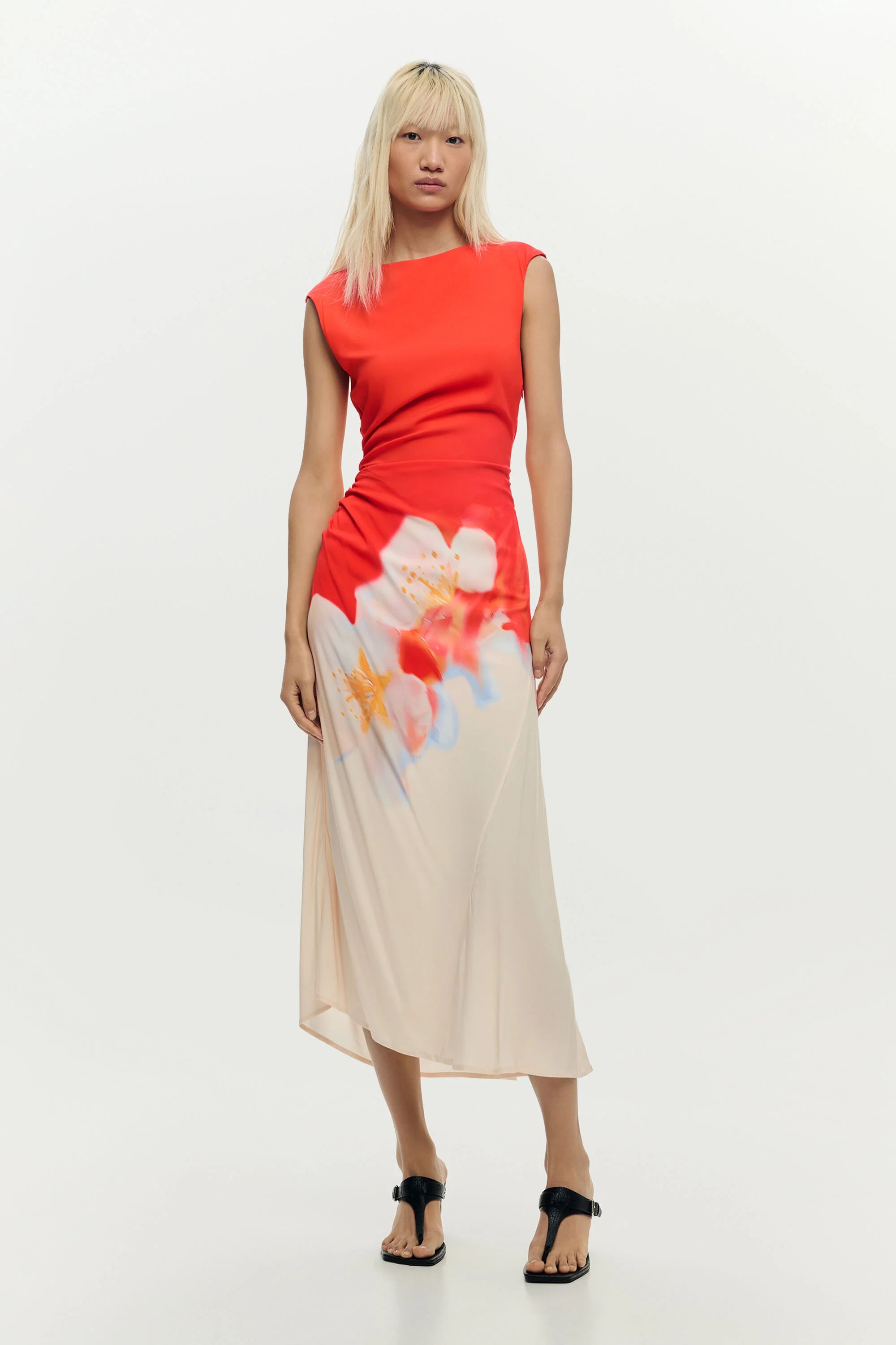 Robe bicolore à fleurs