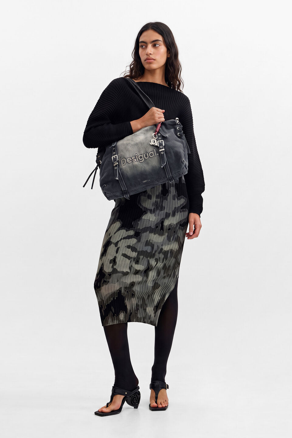 Sac Half Logo Denim Lanuza Gris Denim Desigual, vue 2