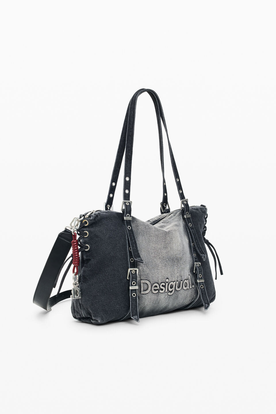 Sac Half Logo Denim Lanuza Gris Denim Desigual, vue 3