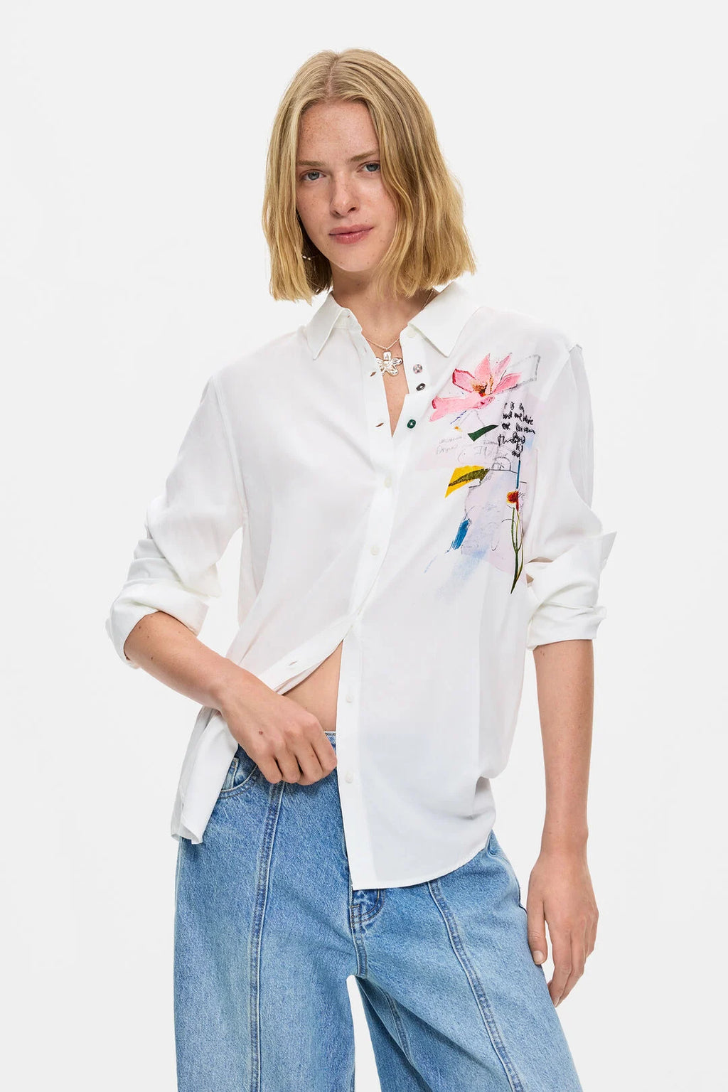 Chemise brodée fleurs