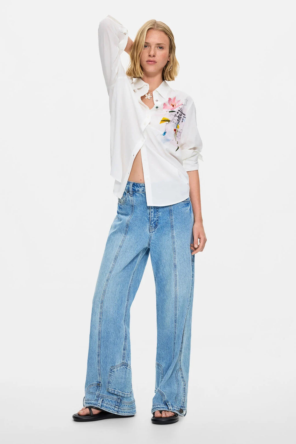 Chemise brodée fleurs