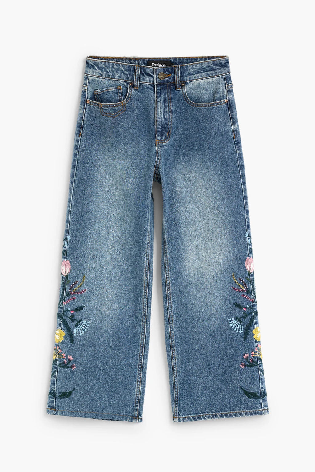 Jean broderies fleurs