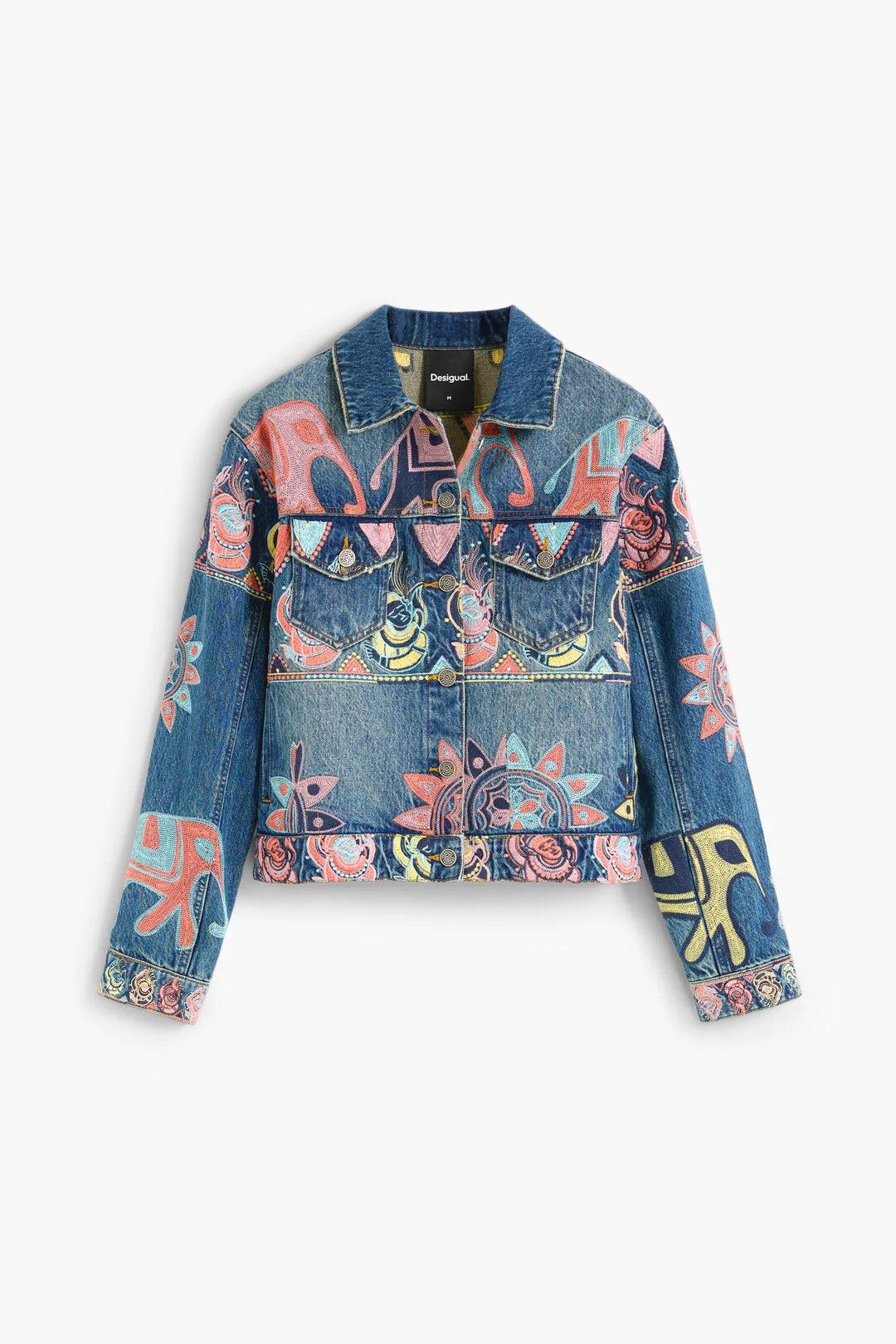 Veste jean brodé imprimé éléphant