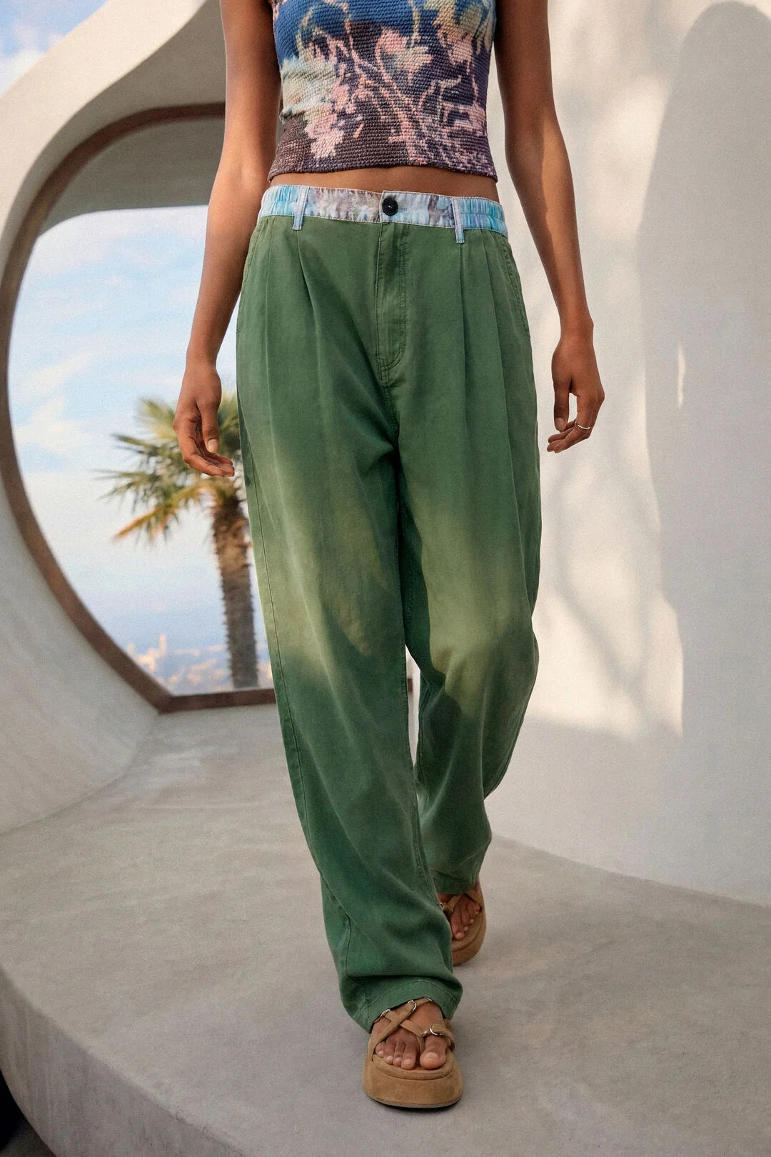 Pantalon Tencel Ceinture Imprimé