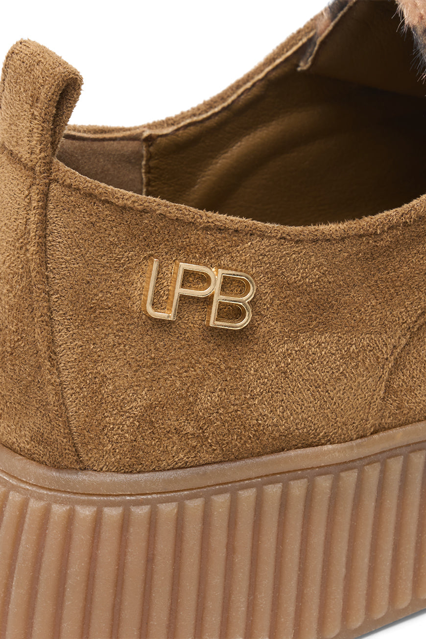 Derbies Peline Camel Beige Léopard Les Petites Bombes, détail du talon