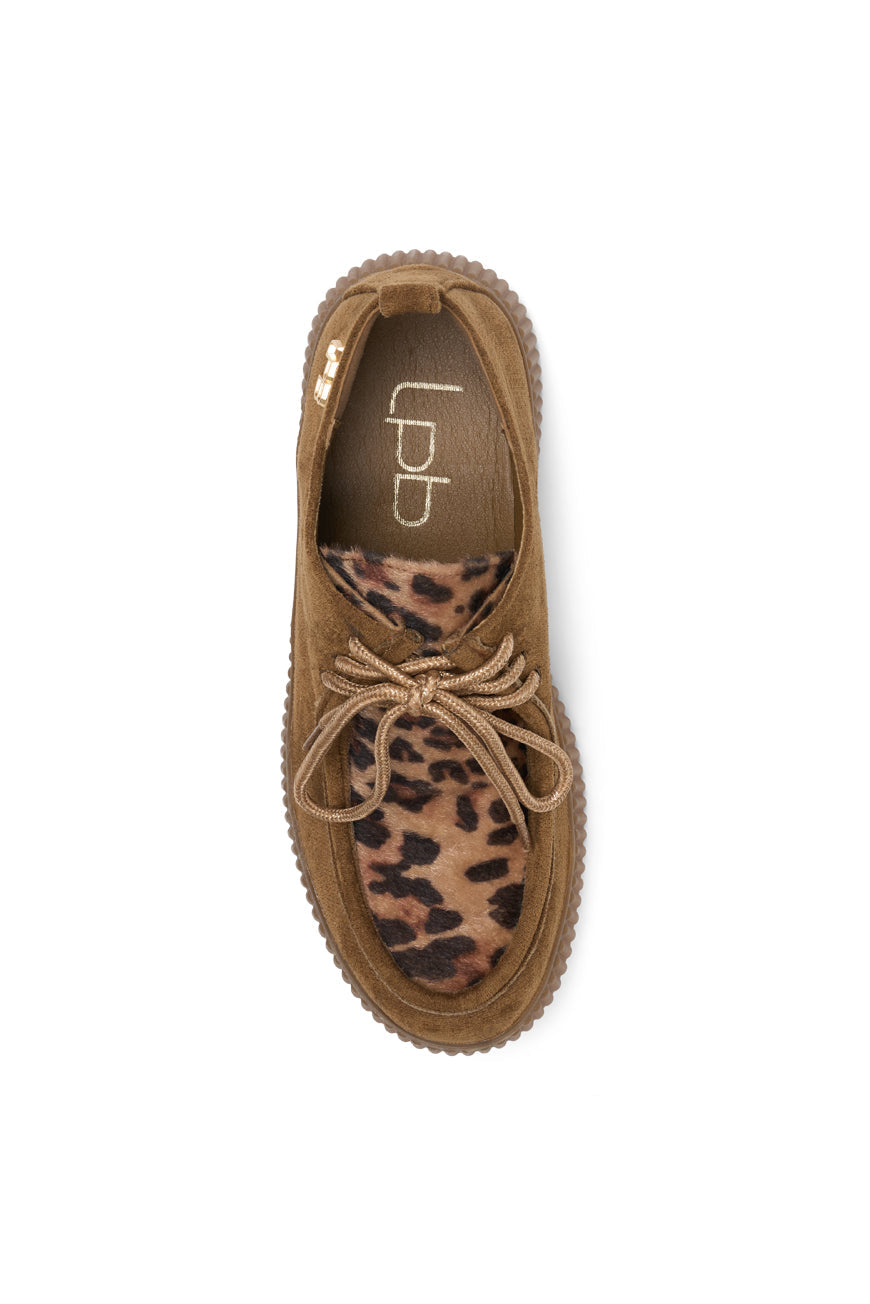 Derbies Peline Camel Beige Léopard Les Petites Bombes, vue de dessus