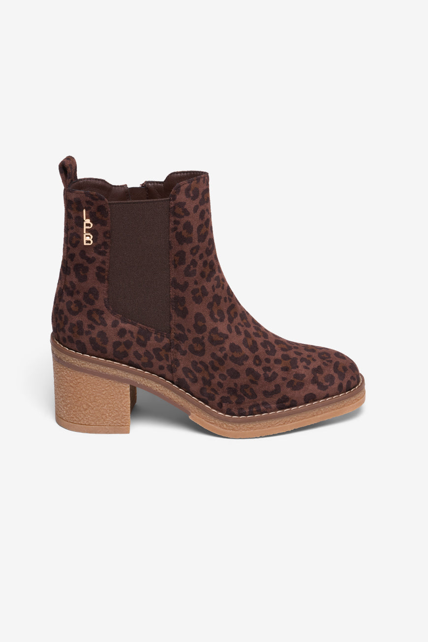 Bottines Maena Choco Léopard Suédine Les Petites Bombes, vue de profil