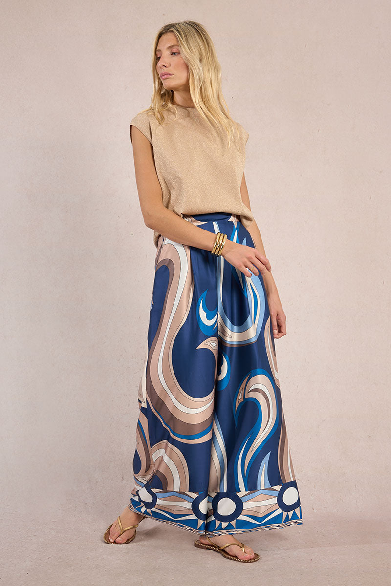 Pantalon large imprimé