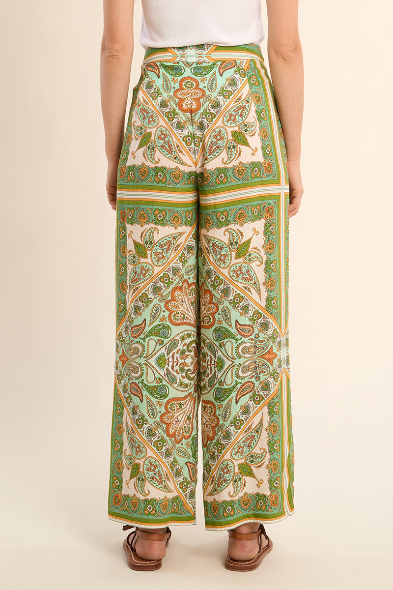 Pantalon fluide, imprimé foulard
