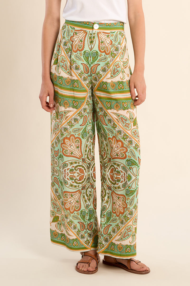 Pantalon fluide, imprimé foulard