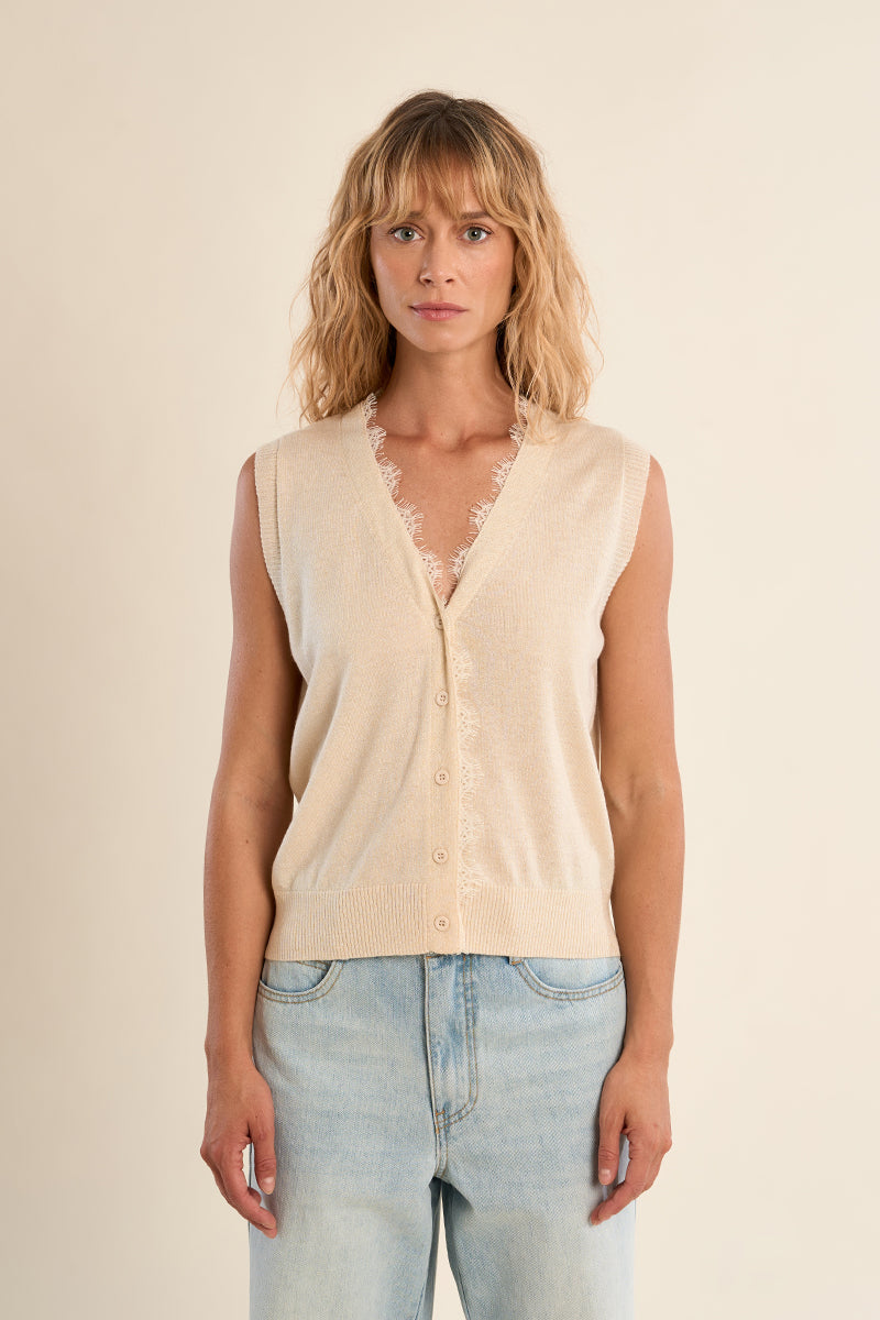 Gilet sans manches, col V