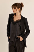 Blazer col tailleur à strass Noir Molly Bracken – vue 1
