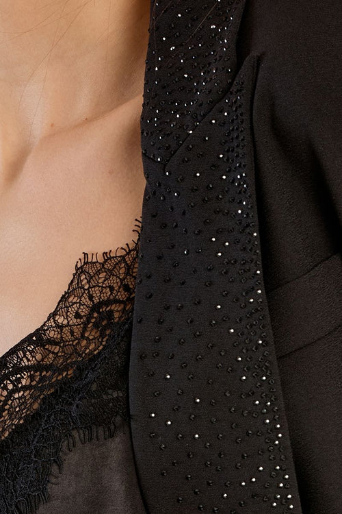 Blazer col tailleur à strass Noir Molly Bracken – vue 2