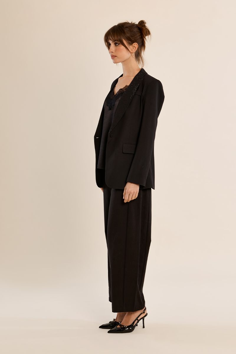 Blazer col tailleur à strass Noir Molly Bracken – vue 3