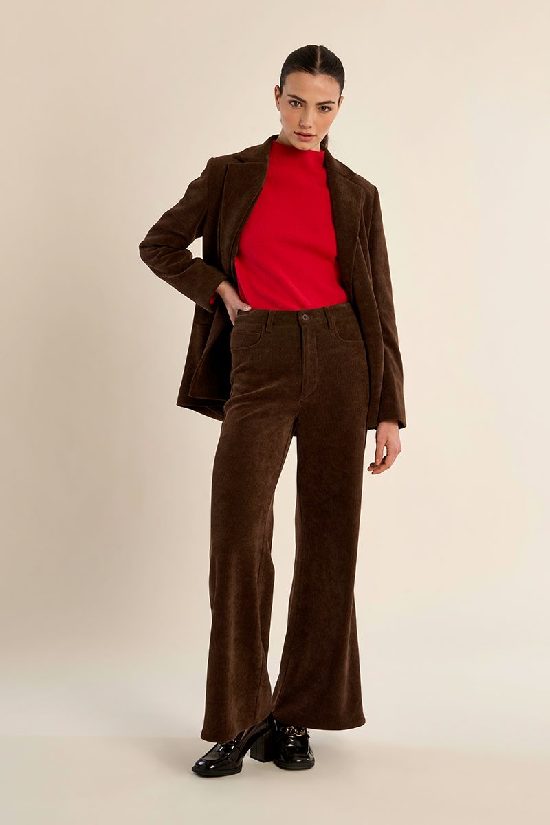 Blazer droit en velours Chocolat Molly Bracken – vue 3