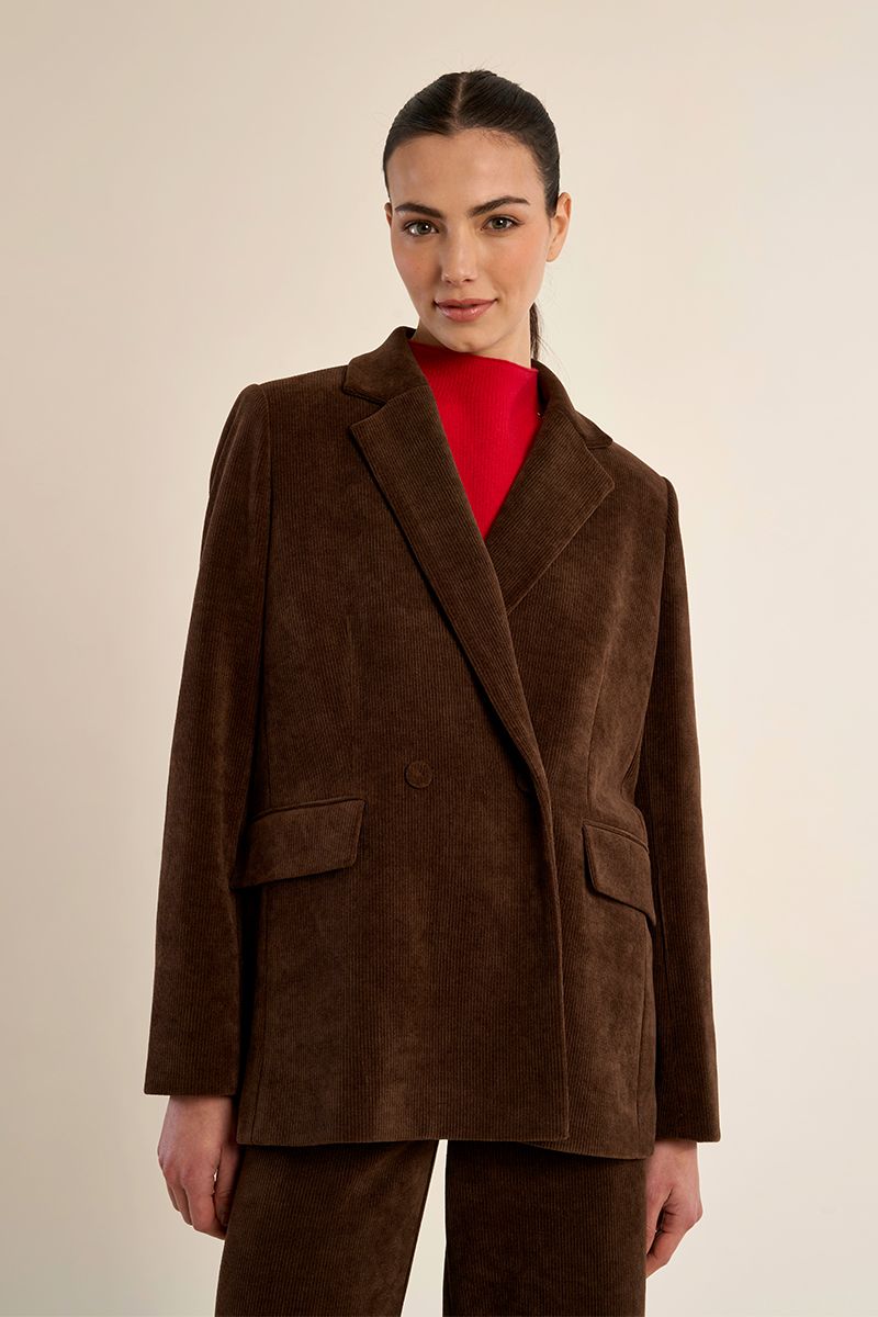 Blazer droit en velours Chocolat Molly Bracken – vue 1