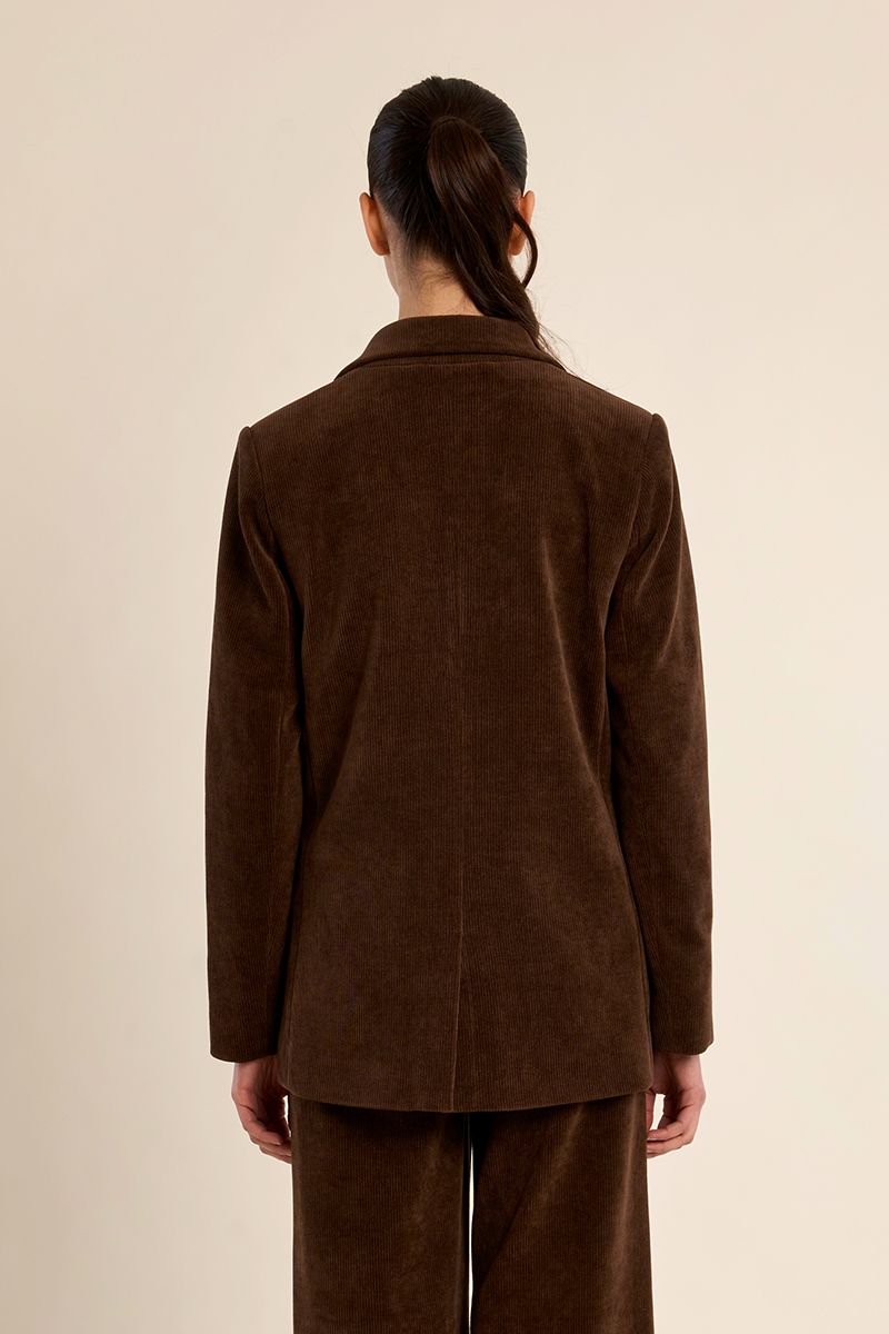 Blazer droit en velours Chocolat Molly Bracken – vue 4