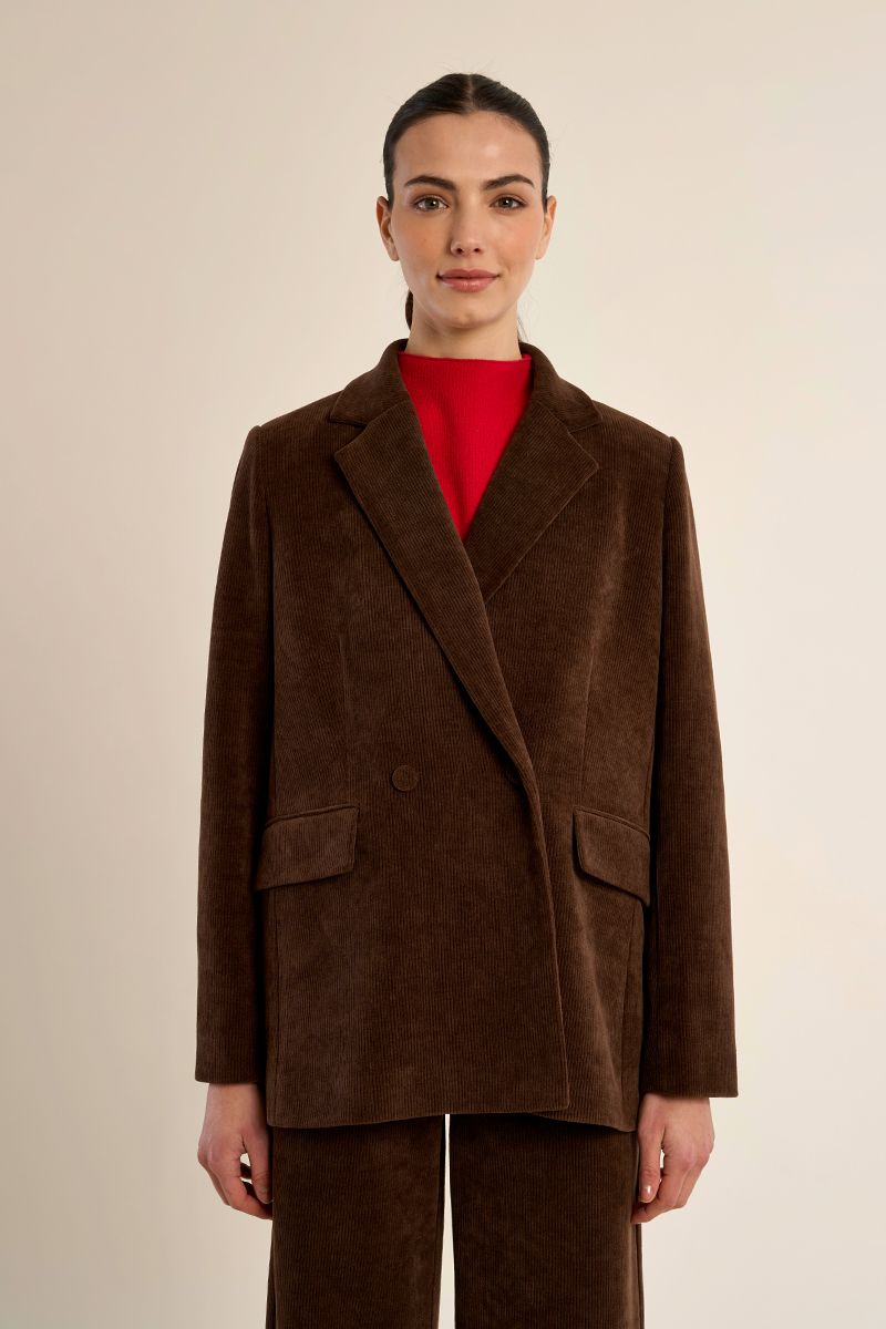 Blazer droit en velours Chocolat Molly Bracken – vue 5