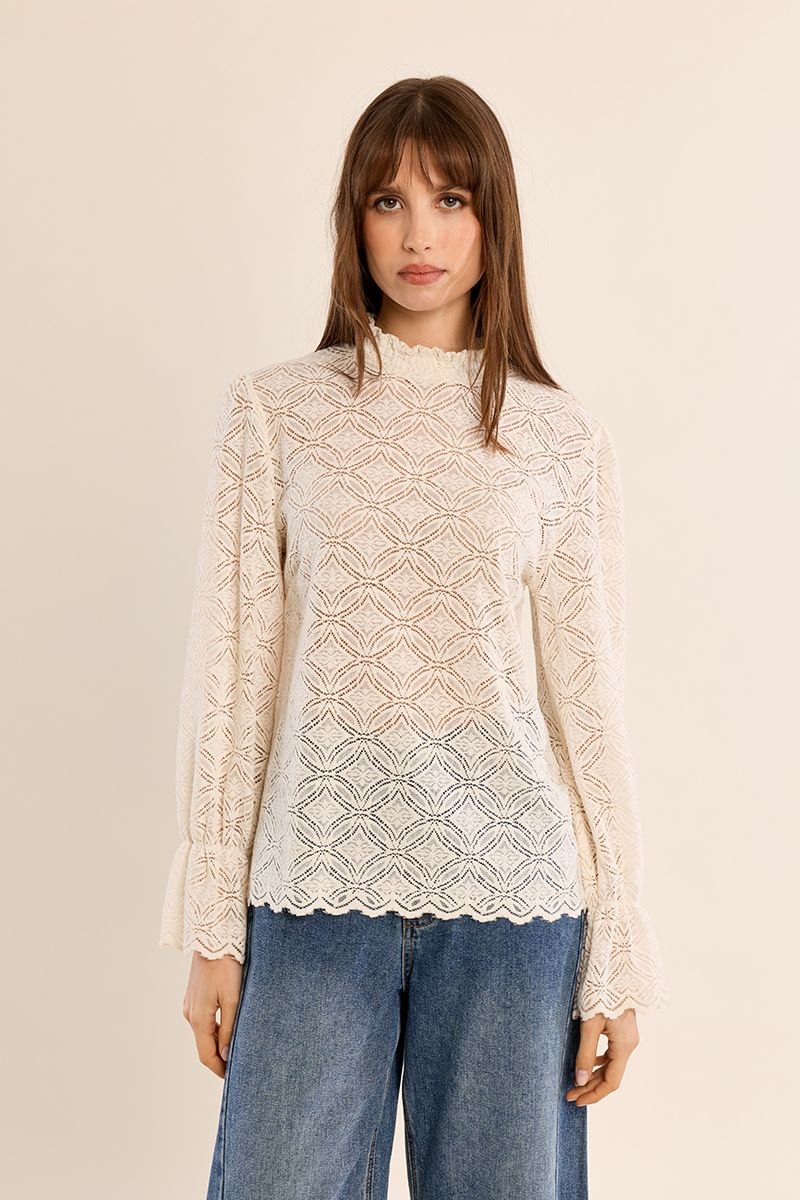 Blouse droite semi-transparente Écru Molly Bracken – vue 6