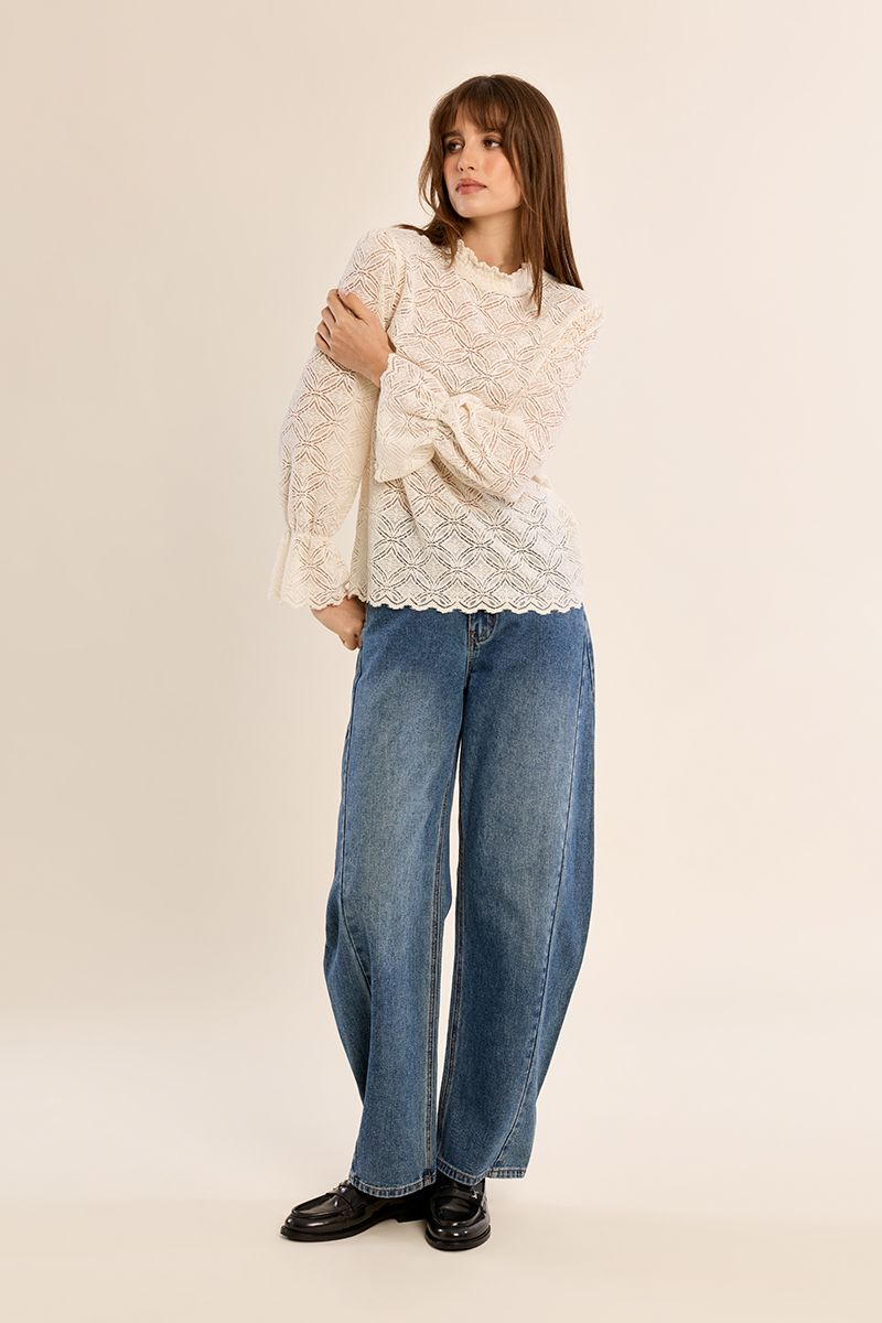 Blouse droite semi-transparente Écru Molly Bracken – vue 4