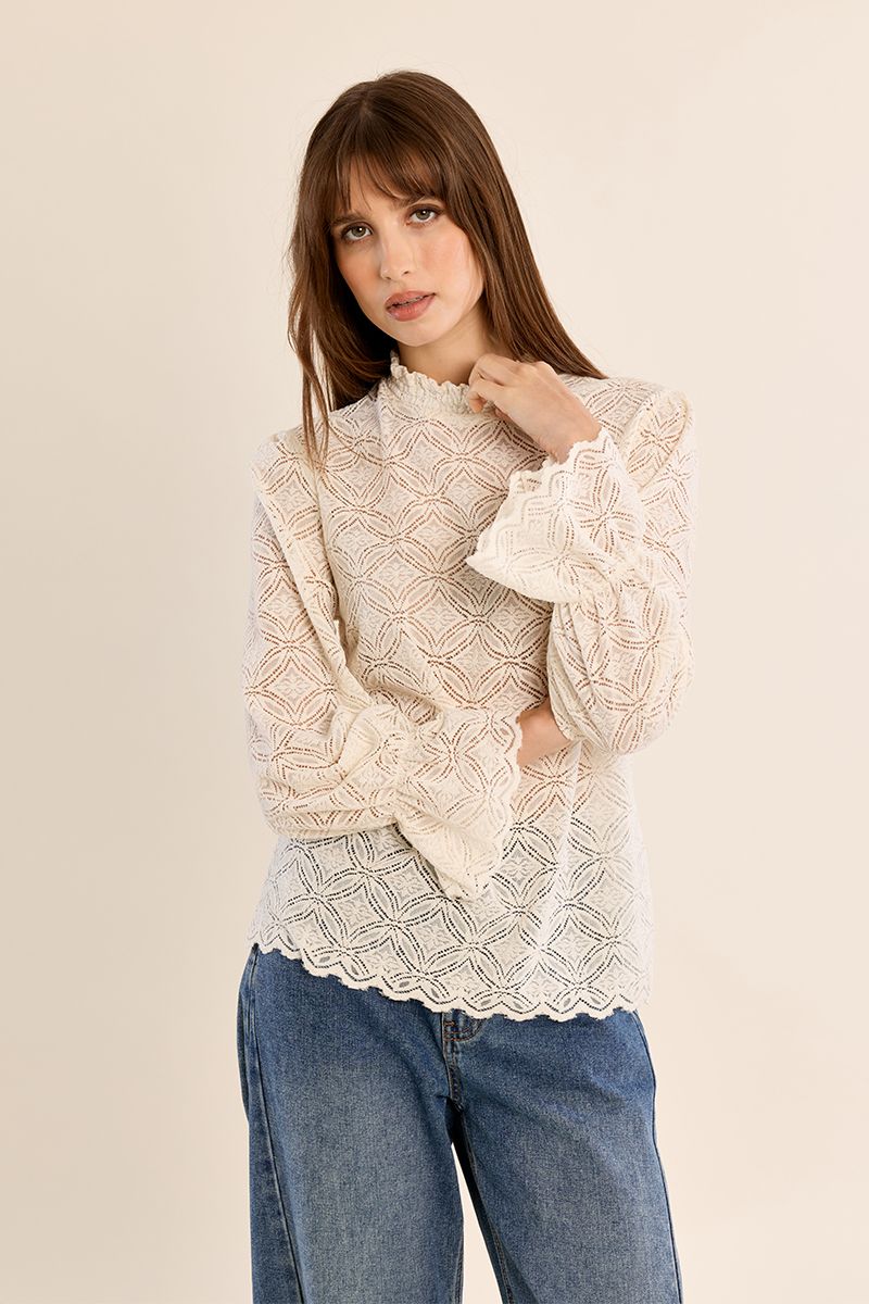 Blouse droite semi-transparente Écru Molly Bracken – vue 3