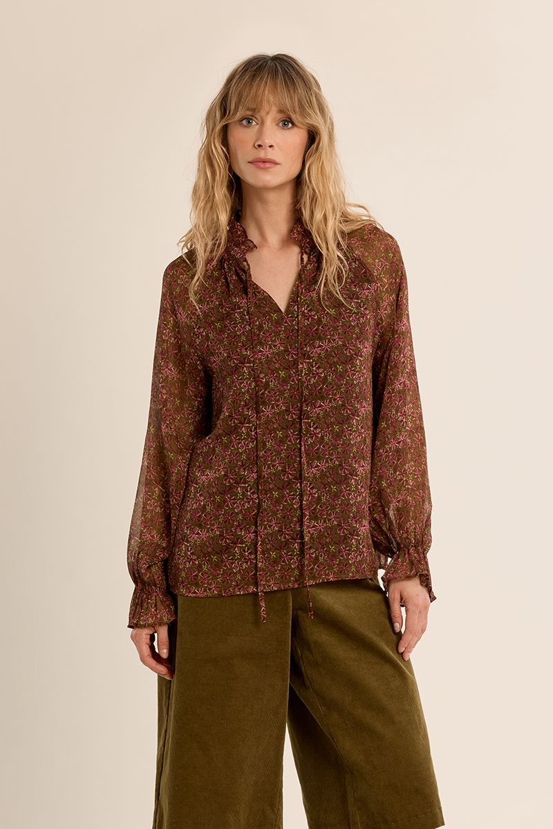 Blouse fleurie semi-transparente Olga Molly Bracken – vue 5