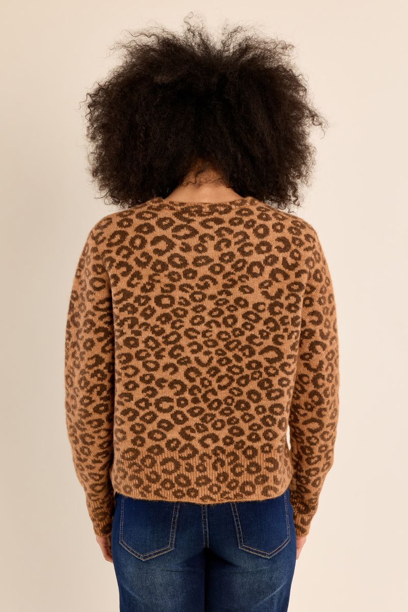 Cardigan boutonné léopard Camel Molly Bracken – vue 5