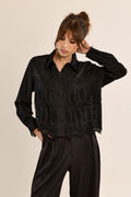 Chemise courte brodée Noir Molly Bracken – vue 1