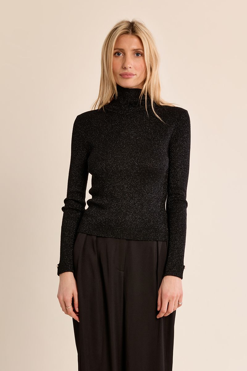 Pull col roulé côtelé Noir Molly Bracken – vue 4