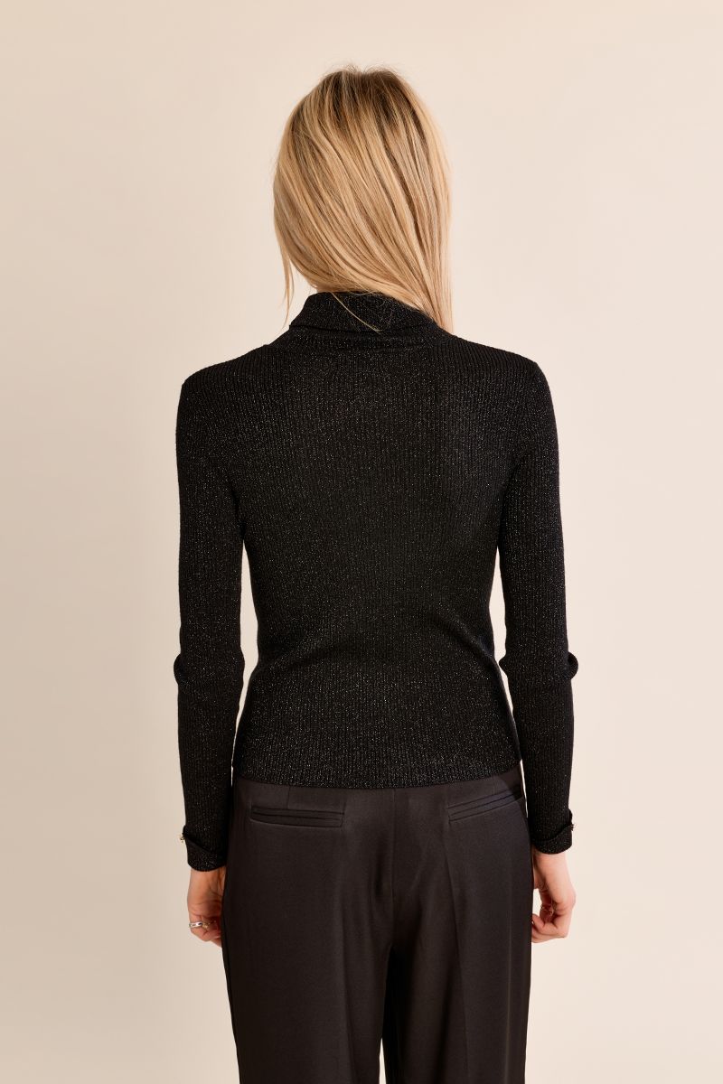 Pull col roulé côtelé Noir Molly Bracken – vue 5