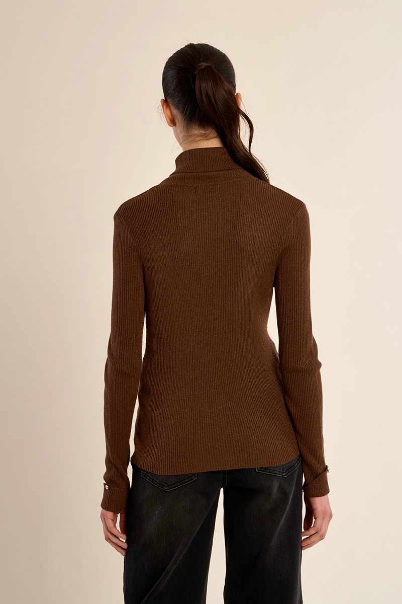 Pull col roulé côtelé Chocolat Molly Bracken – vue 4