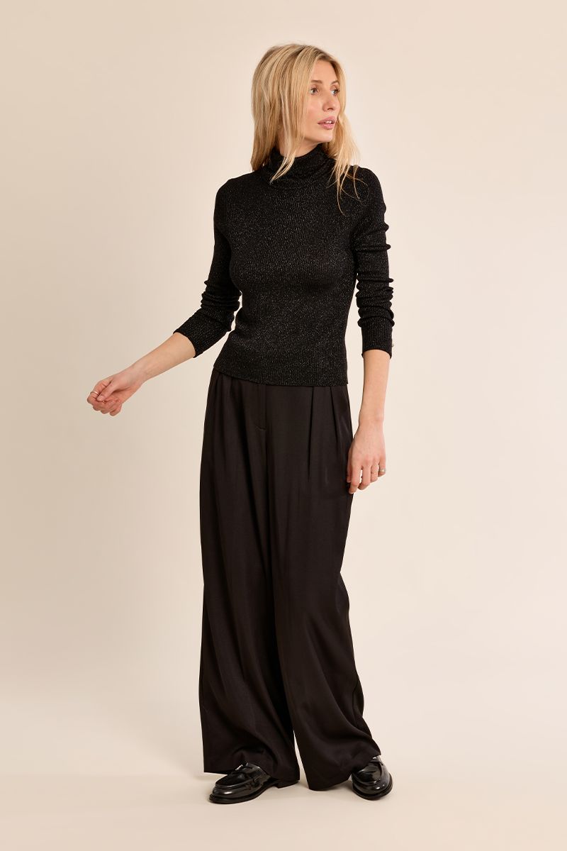 Pull col roulé côtelé Noir Molly Bracken – vue 3