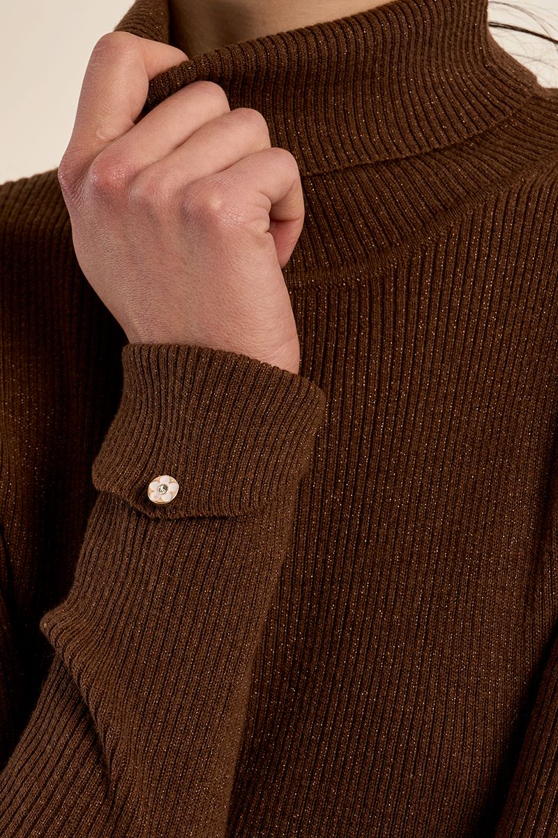 Pull col roulé côtelé Chocolat Molly Bracken – vue 2