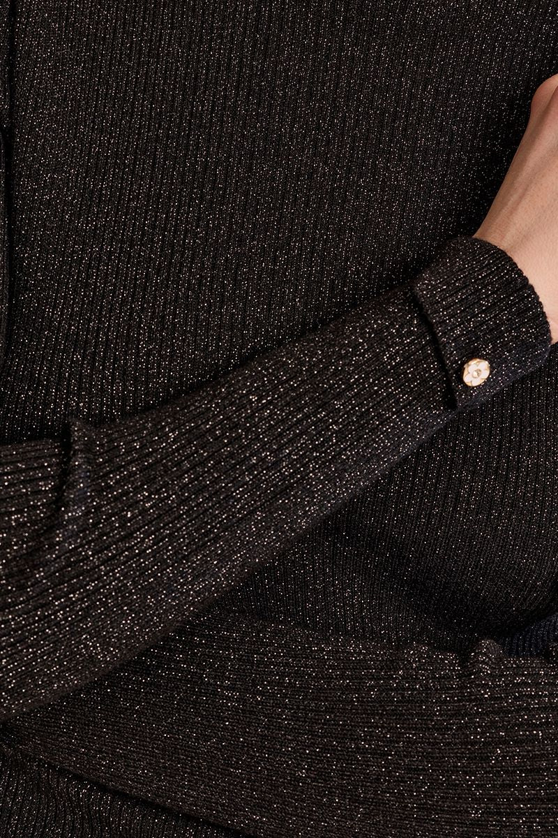 Pull col roulé côtelé Noir Molly Bracken – vue 2