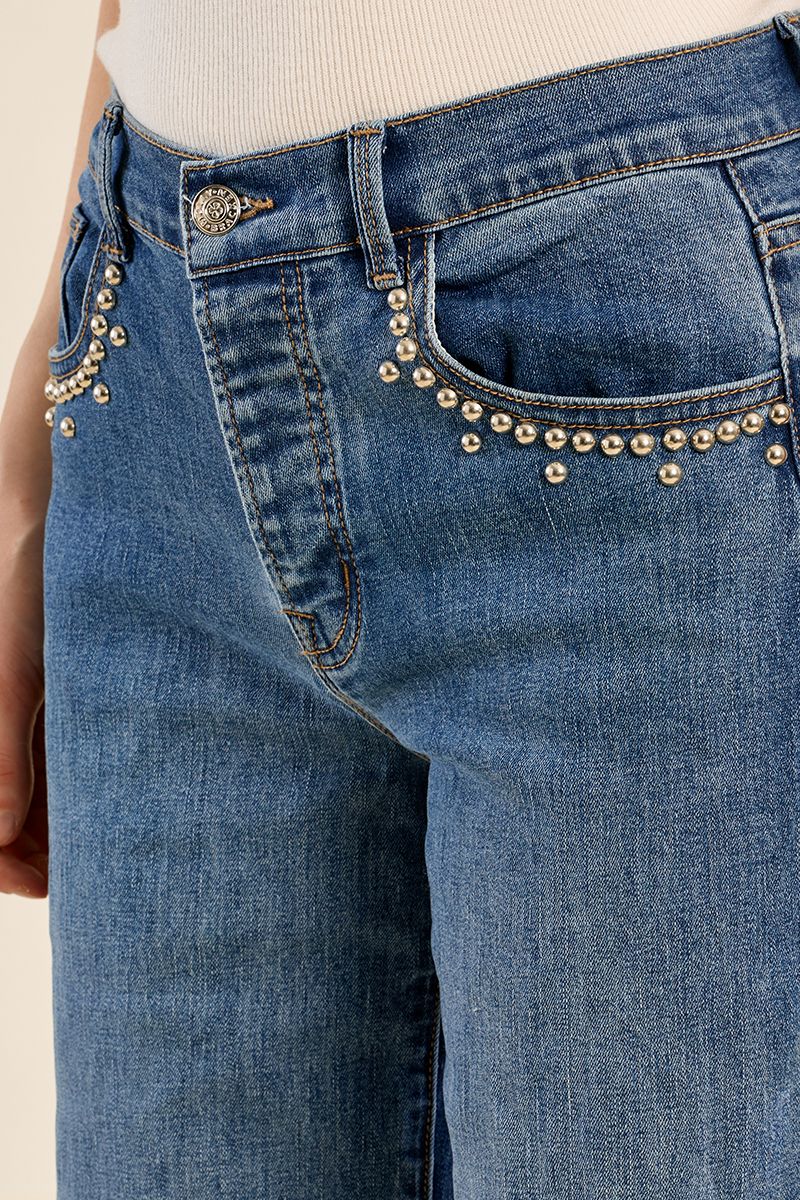 Jean large à clous Bleu Denim Molly Bracken – vue 3
