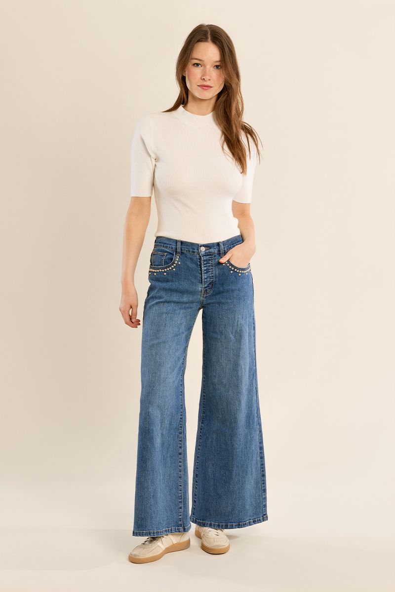 Jean large à clous Bleu Denim Molly Bracken – vue 2