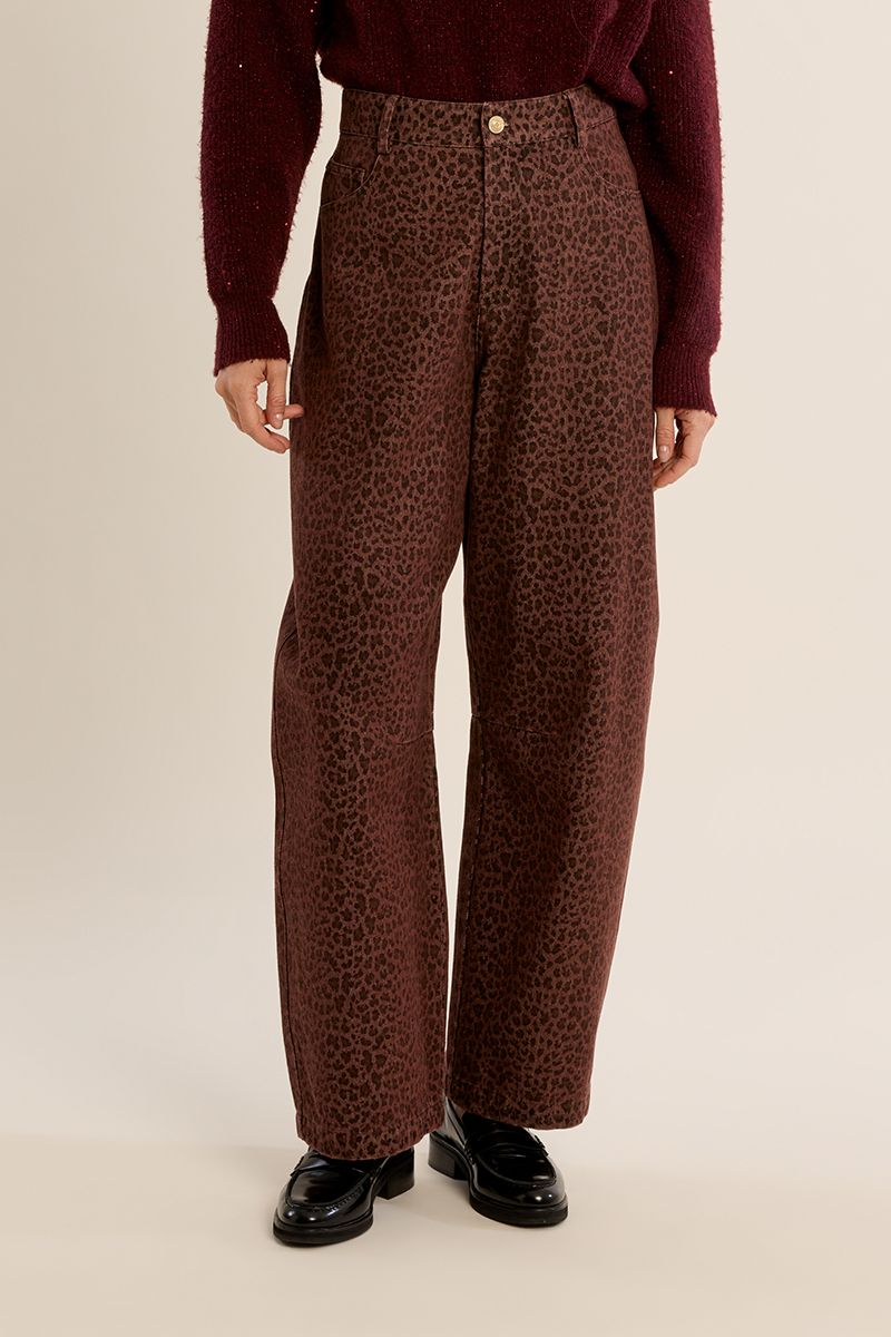 Pantalon barrel imprimé léopard Marron Molly Bracken – vue 5