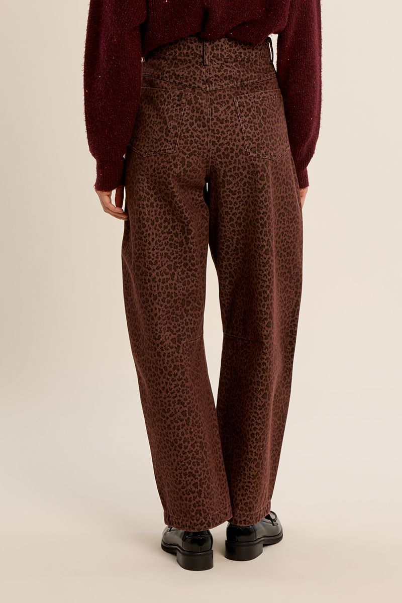 Pantalon barrel imprimé léopard Marron Molly Bracken – vue 4