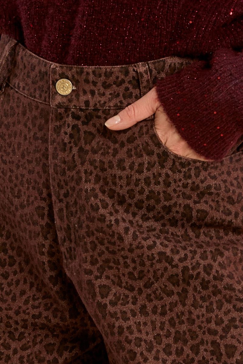 Pantalon barrel imprimé léopard Marron Molly Bracken – vue 2